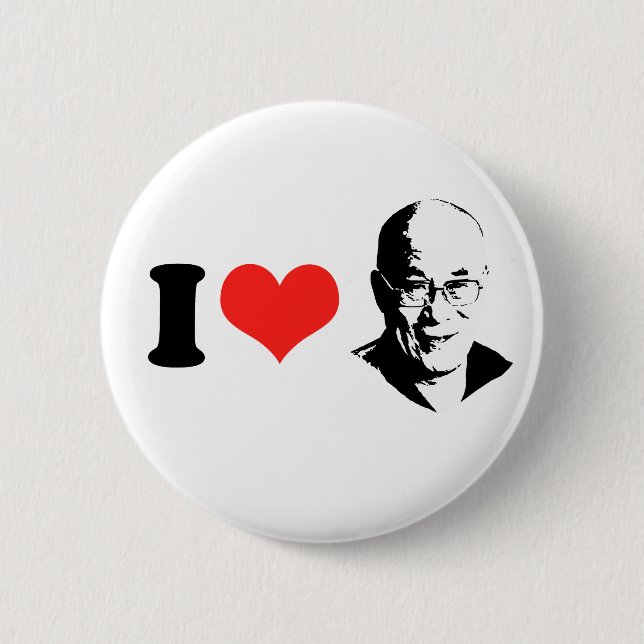 I Love Dalai Lama Button (Front)