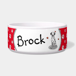 I Love Dalmatians (black 1) Hearts Cute Dog Bowl