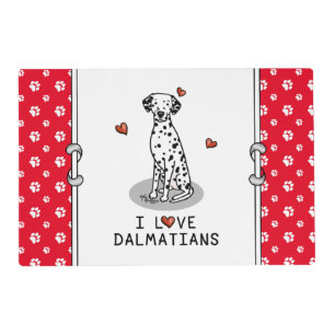 I Love Dalmatians (black 1) Hearts Cute Dog Placemat