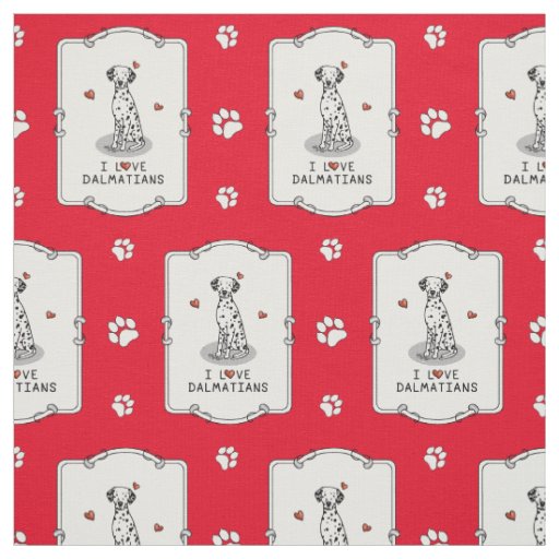 I Love Dalmatians (black 1) Hearts Cute Fabric