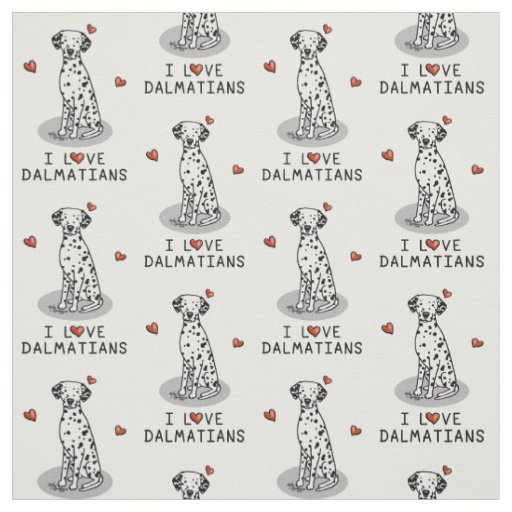 I Love Dalmatians (black 1) Hearts Cute Fabric