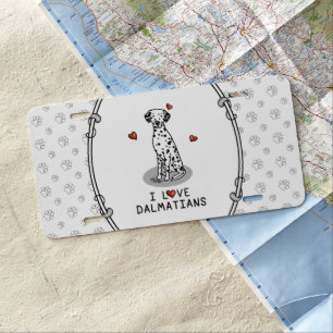 I Love Dalmatians (black 1) Hearts Cute License Plate