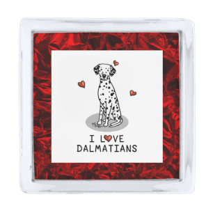 I Love Dalmatians (black 1) Hearts Cute Silver Finish Lapel Pin