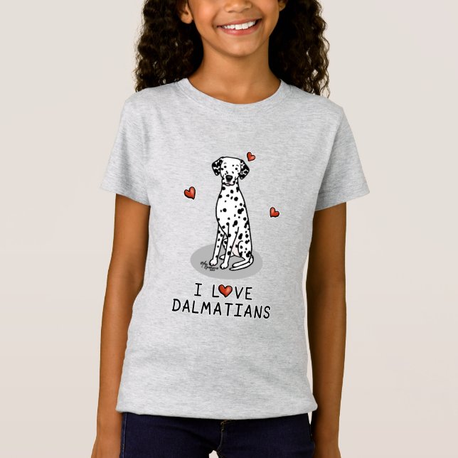 I Love Dalmatians (black 1) Hearts Cute T-Shirt (Front)