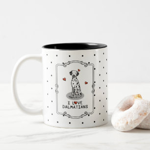 I Love Dalmatians (black 1) Hearts Cute Two-Tone Coffee Mug