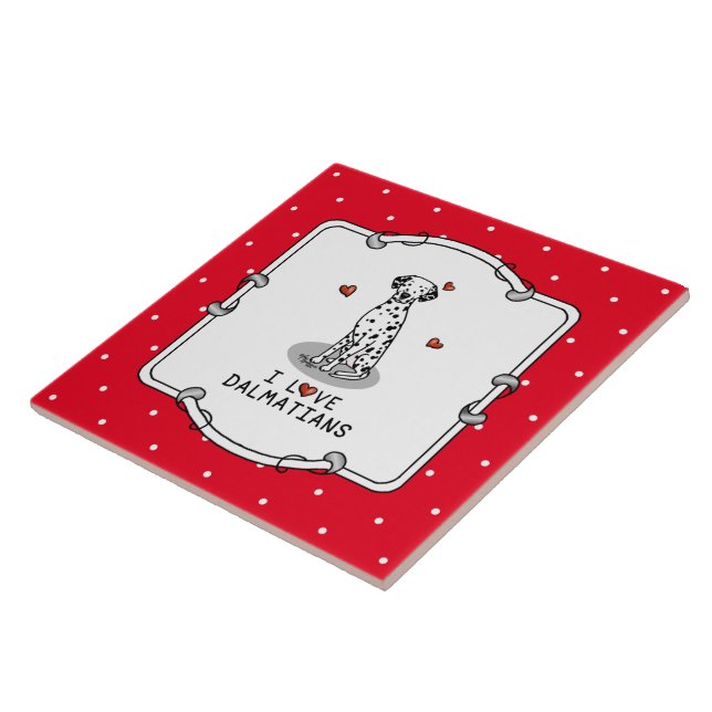 I Love Dalmatians (black 1) Hearts Fun Ceramic Tile (Side)