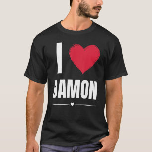 I Love DAMON First Name Red Heart Funny Personaliz T-Shirt