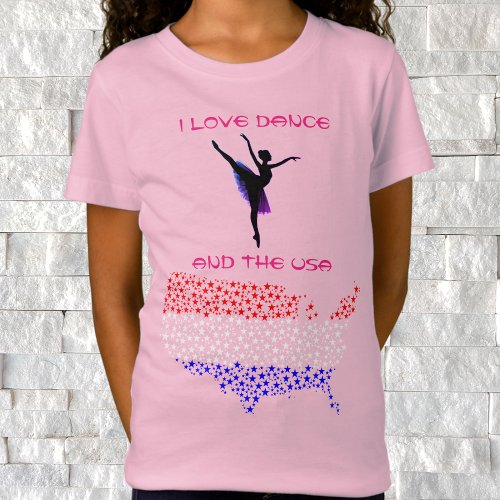 I Love Dance and the USA T_Shirt