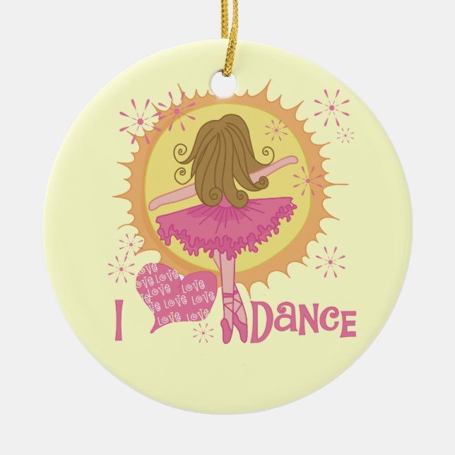 I Love Dance Ceramic Ornament (Front)