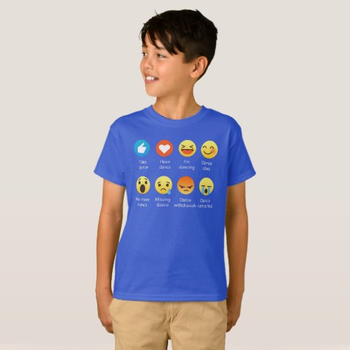 I Love DANCE Emoticon emoji White Font T_Shirt