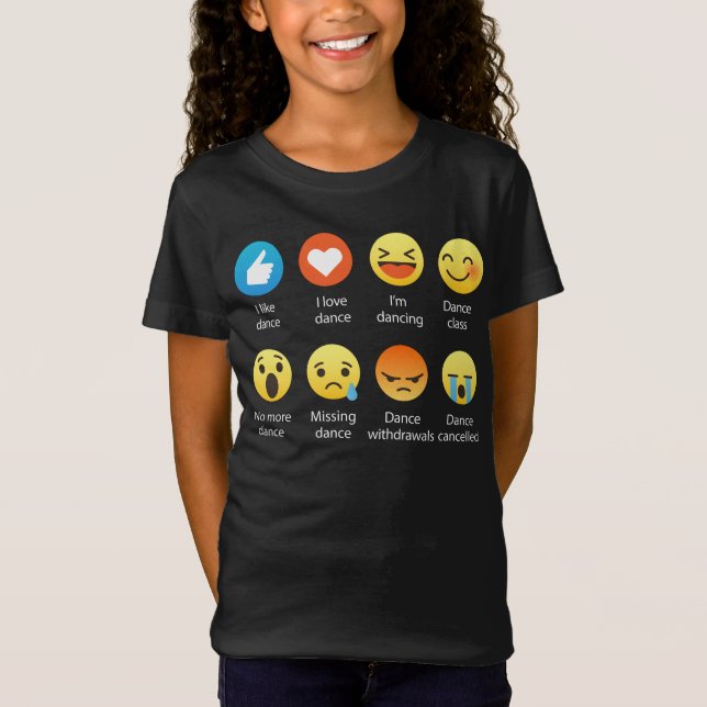 I Love DANCE Social Emoticon (emoji) - White Font T-Shirt (Front)