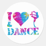 I Love Dance Tie Dye Classic Round Sticker at Zazzle