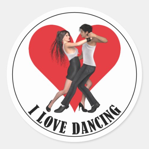 I Love Dancing  Argentine Tango II Classic Round Sticker