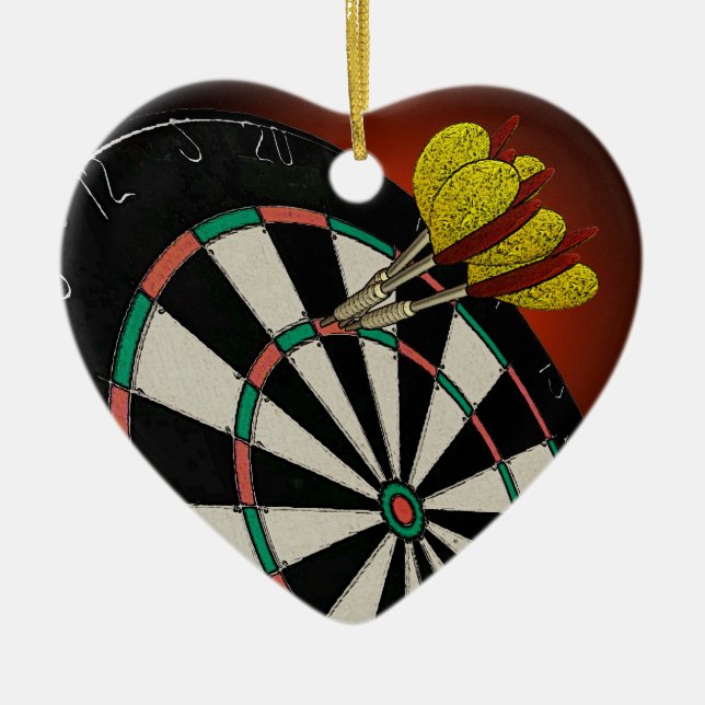 I Love Darts Ceramic Ornament (Front)
