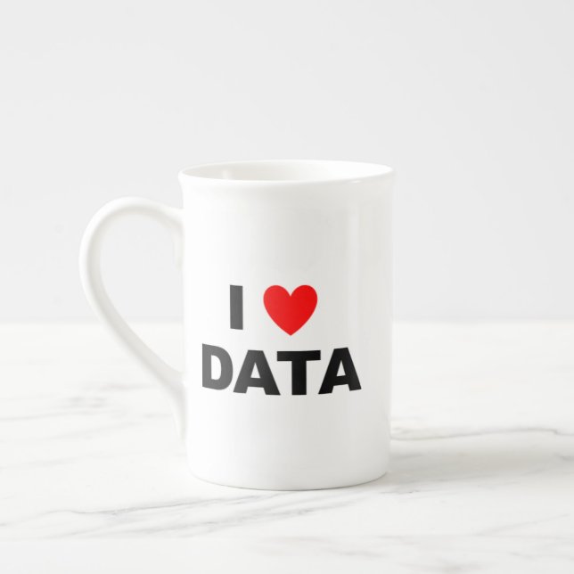 I Love Data Bone China Mug | Geek Coffee Cup (Left)