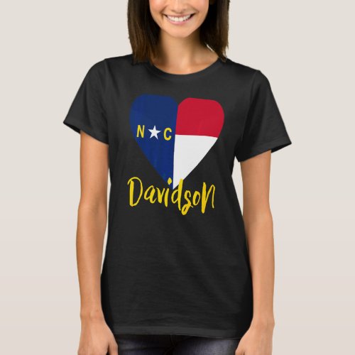 I Love Davidson North Carolina City Nc Flag Heart T_Shirt