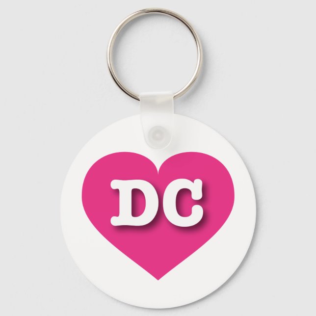 I love DC - DC hot pink heart Keychain (Front)