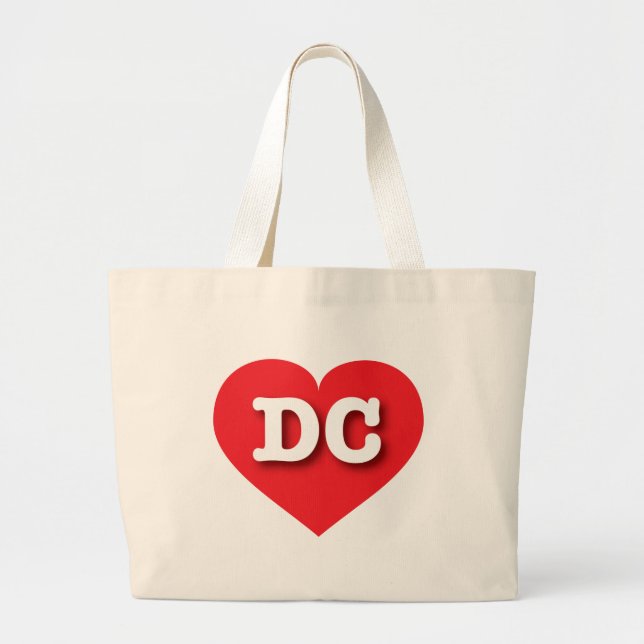 I love DC - DC red heart Large Tote Bag (Front)