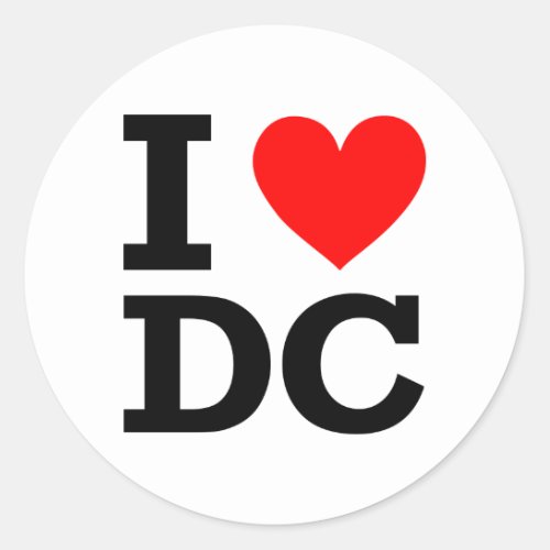I Love DC Design Classic Round Sticker