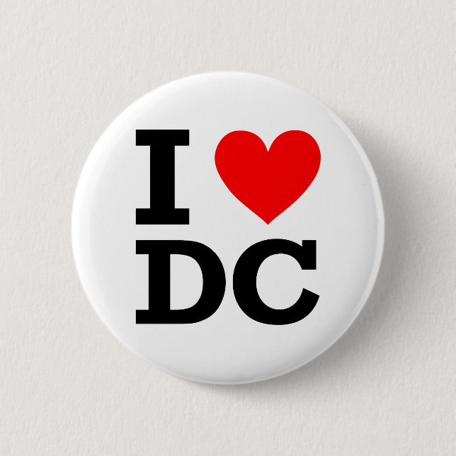 I Love DC Design Pinback Button (Front)