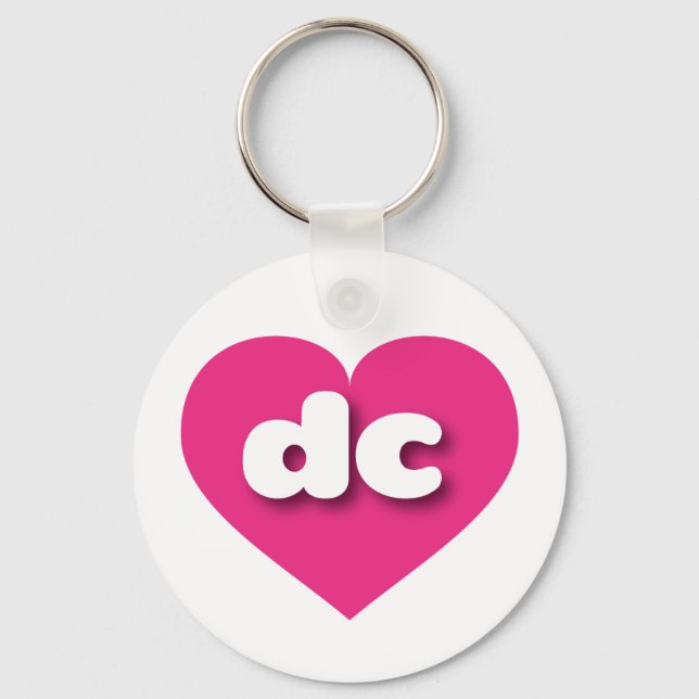 I love dc - hot pink heart keychain (Front)