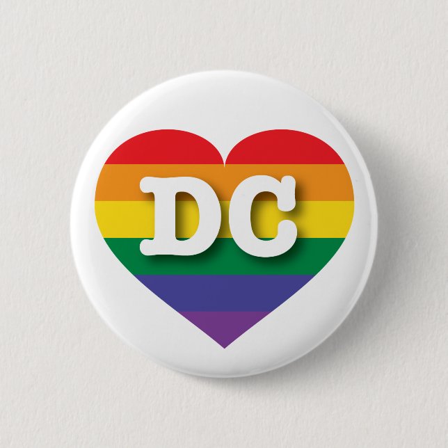 I Love DC Rainbow Heart Button (Front)