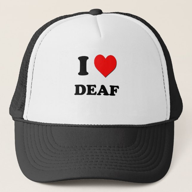 I Love Deaf Trucker Hat (Front)