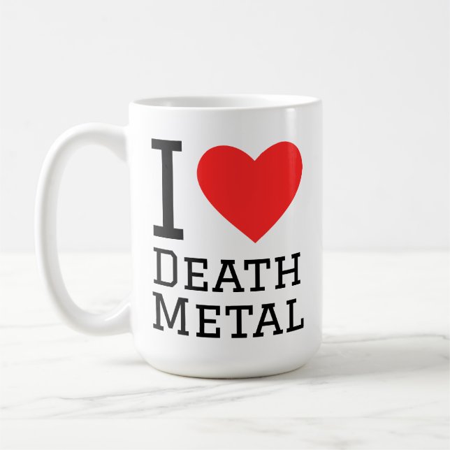 I love death metal square sticker coffee mug (Left)