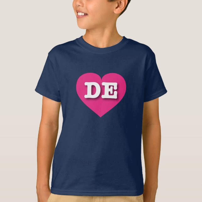 I love Delaware - DE hot pink heart T-Shirt (Front)