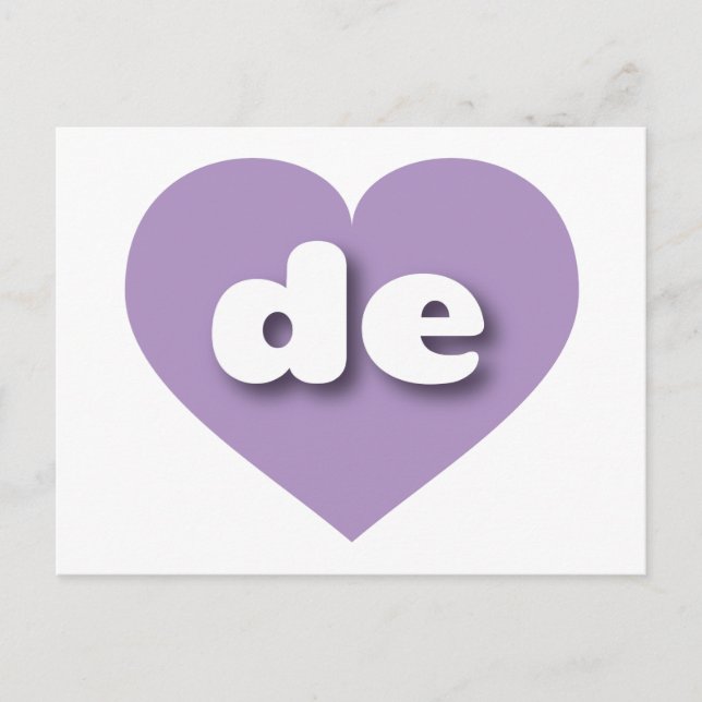 I love Delaware - de lavender heart Postcard (Front)