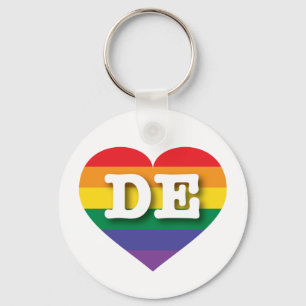 I Love Delaware Rainbow Heart Keychain