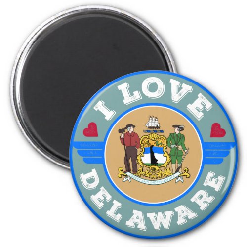 I Love Delaware State Map and Flag Magnet