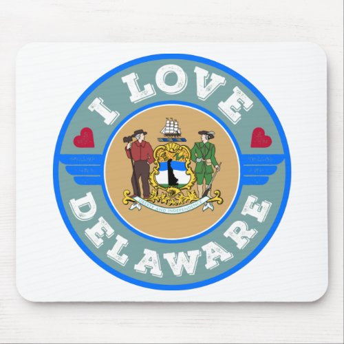 I Love Delaware State Map and Flag Mouse Pad