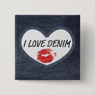 I Love Denim 5.1 cm (2") Square Badge Pinback Button