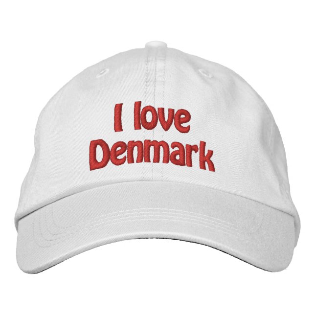 I Love Denmark Embroidered Baseball Cap (Front)