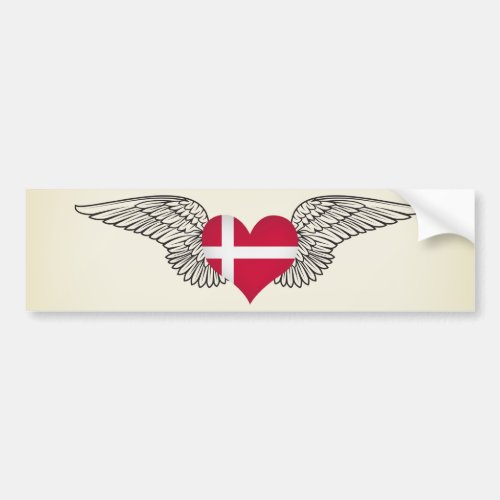 I Love Denmark _wings Bumper Sticker