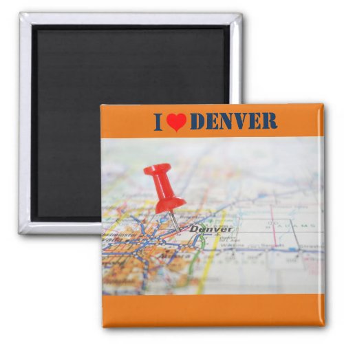 I Love Denver Map Magnet