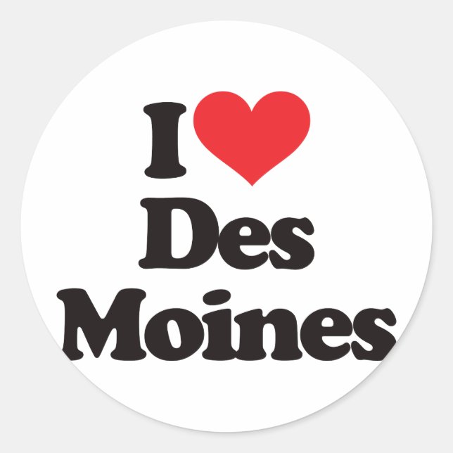 I Love Des Moines Classic Round Sticker (Front)