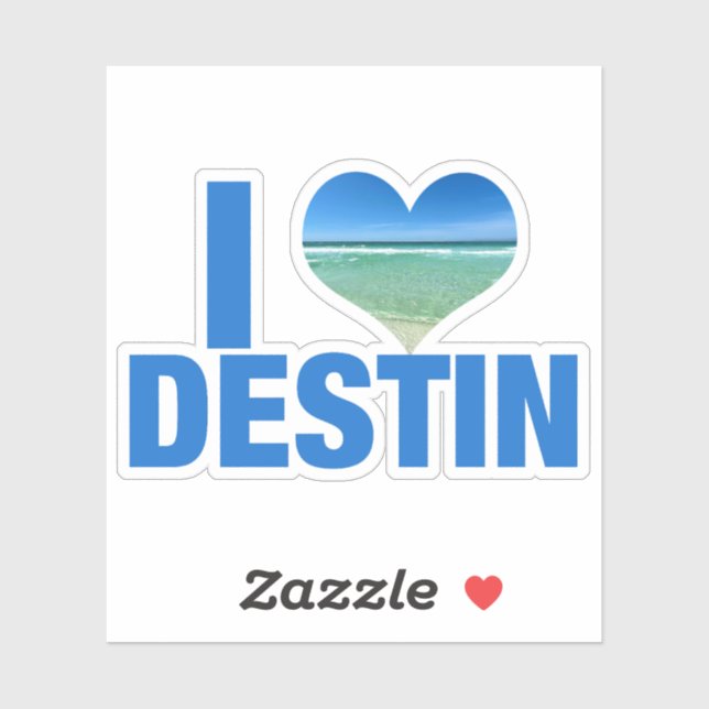 I Love Destin Florida Beach Sticker (Sheet)