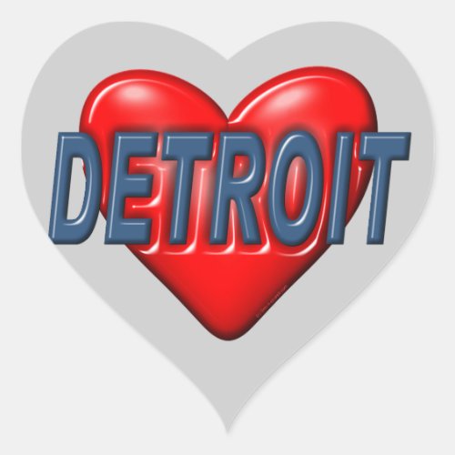 I Love Detroit Heart Sticker