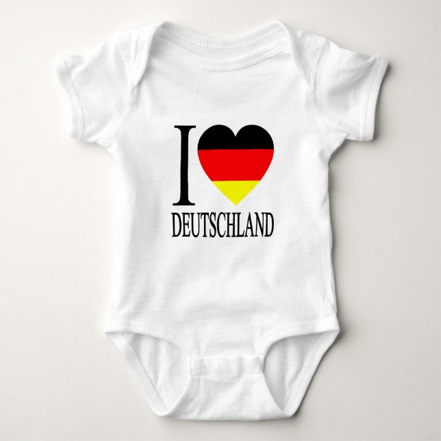 I Love Deutschland Germany German Flag Heart Baby Bodysuit (Front)