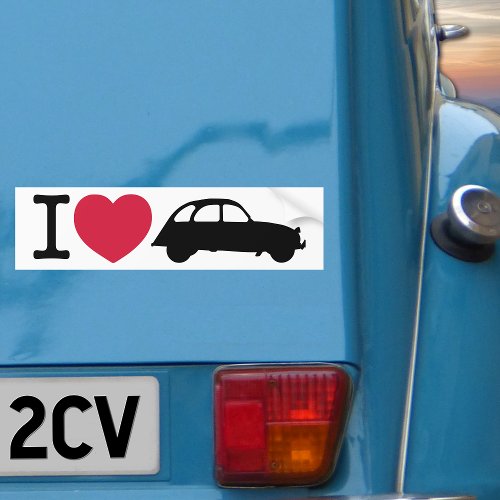 I love Deux Chevaux Old Timer Car Bumper Sticker