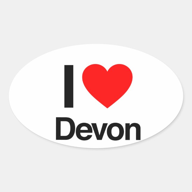 i love devon oval sticker (Front)