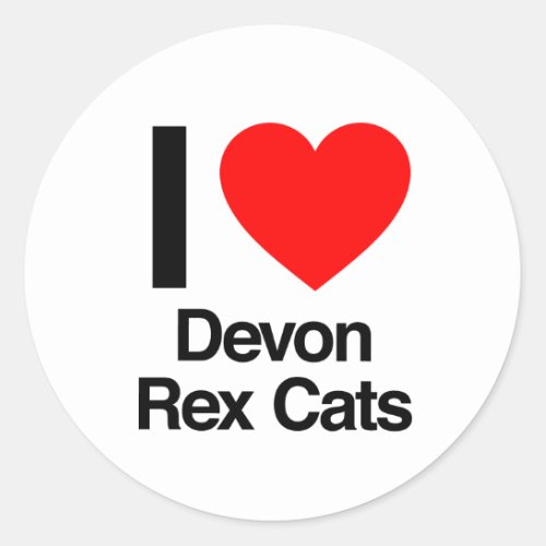 i love devon rex cats classic round sticker