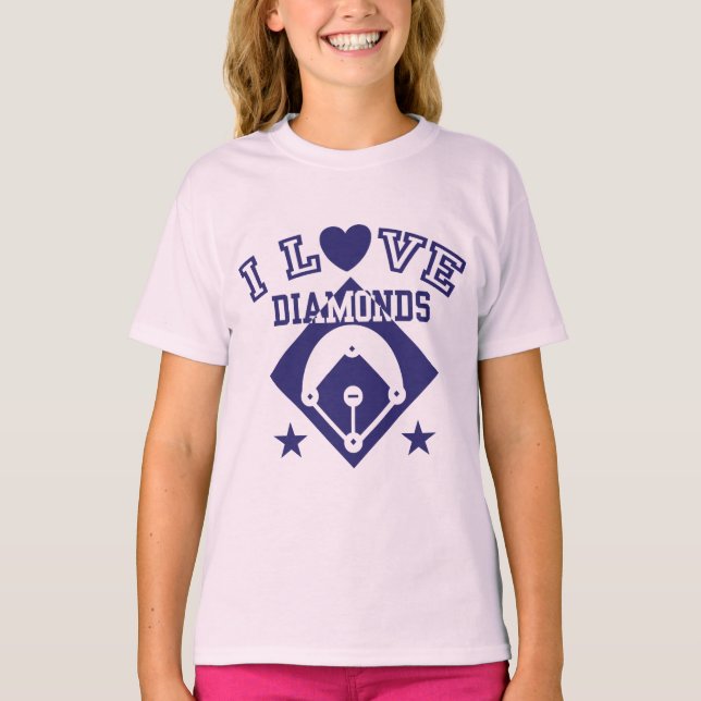 I Love Diamonds Baseball T-Shirt (Front)