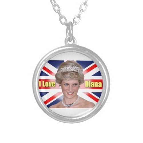 I Love Diana HRH Princess Diana Silver Plated Necklace