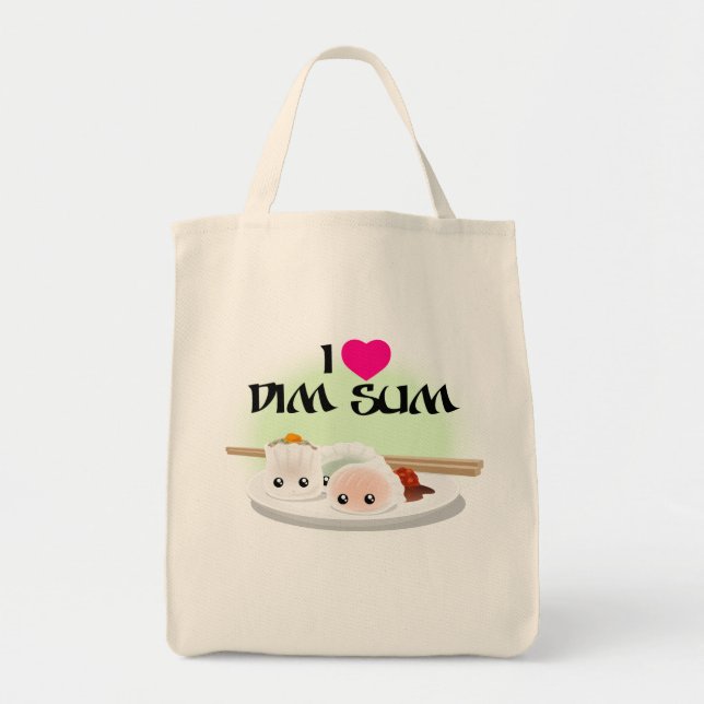 I Love Dim Sum Grocery Tote Bag (Front)