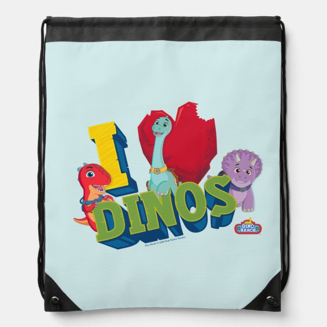 I Love Dinos | Dino Ranch Drawstring Bag (Front)