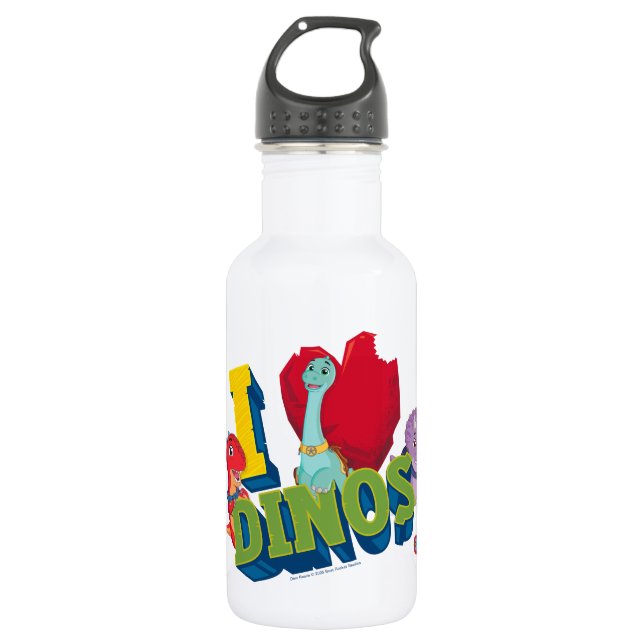 I Love Dinos | Dino Ranch Stainless Steel Water Bottle (Front)