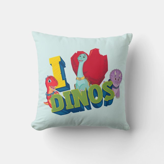 I Love Dinos | Dino Ranch Throw Pillow (Front)